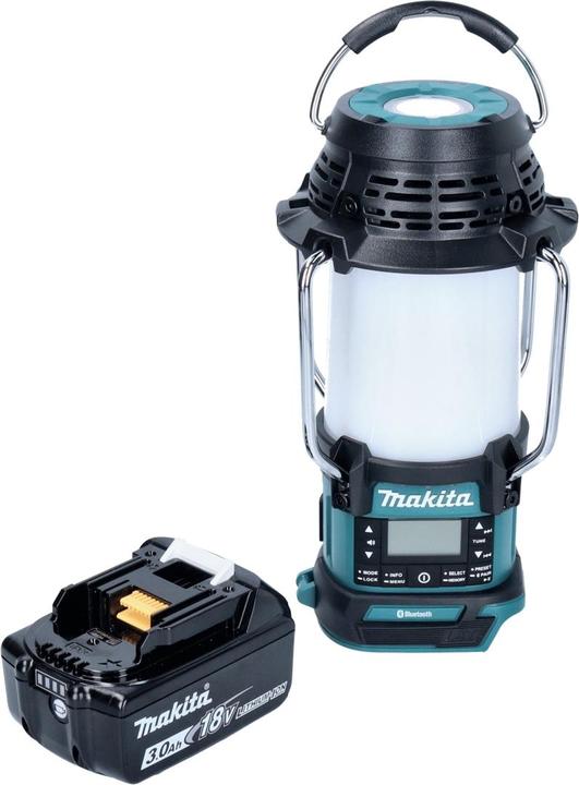 Immagine prodotto Makita DMR056F1 Radio cordless FM/DAB+ IP65 360° 18V con lanterna + 1x batteria 3.0Ah - senza (FM, DAB, AM, Bluetooth)