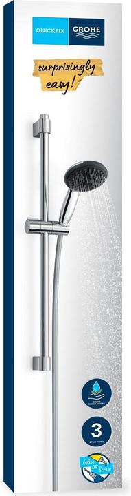 Actual product image Grohe Vitalio Start 110 QuickFix Brausestangenset, kleben oder bohren, Länge 600mm, wassersparend, 3 Strah