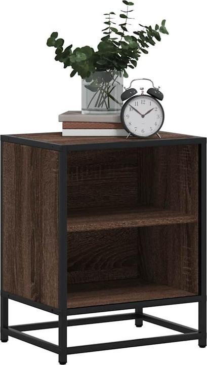 Actual product image VidaXL Bedside table brown oak look 40x31x50 cm wood-based material metal (40 x 31 x 50 cm)