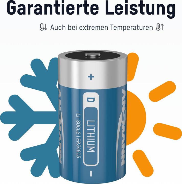 Actual product image Ansmann Battery D ER34615 3.6V Lithium thionyl chloride (1 pcs., D, 19000 mAh)