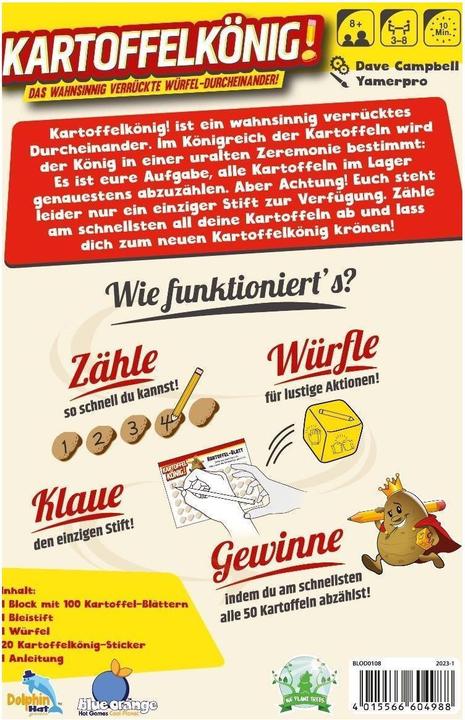 Actual product image Blue Orange Kartoffelkönig!, dice game, for 3-8 players, from 8 years (DE edition) (German)