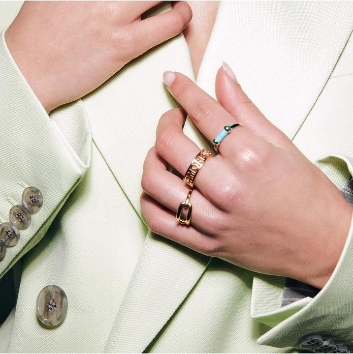 Actual product image Ti Sento Milano Amore ring with zirconia gold-plated 12227ZY (56, 925 Silver)