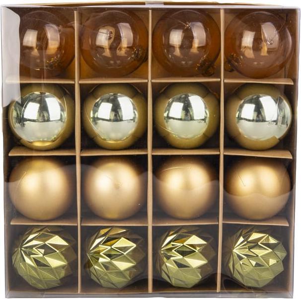 Actual product image MICA Living Christmas tree baubles - unbreakable - green/gold - approx. 6 cm - 6 pieces (6 -part)