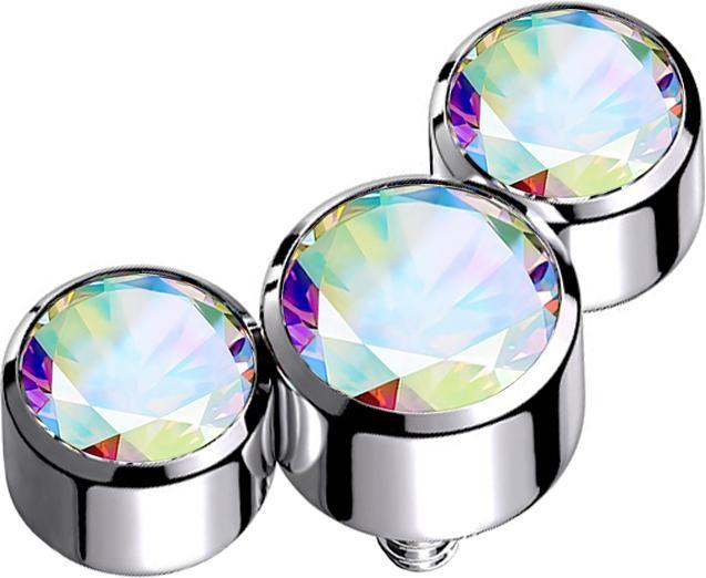 Produktbild Star Piercing Dermal Anchor silber drei Kristalle multicolor (ohne Messing, Titan G23)