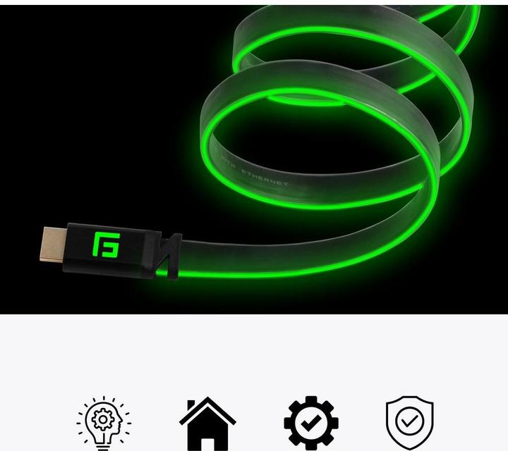 Image du produit Floating Grip Câble HDMI High Speed 8K/60Hz LED 3.0m vert (3 m, HDMI)