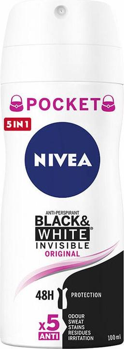 NIVEA Unsichtbares Spray für Black & White Original Pocket (Spray, 100 ml)