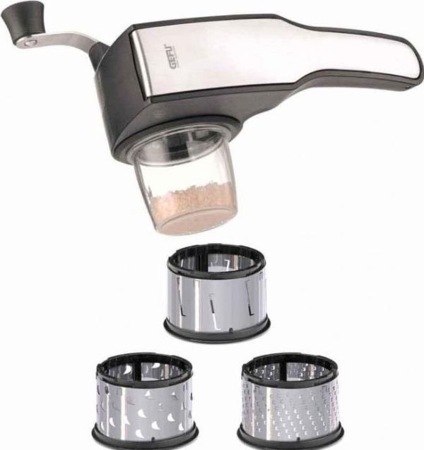 Produktbild GEFU 89133 Pecorino Salzmühle mit 3 Trommeln edelstahl schwarz