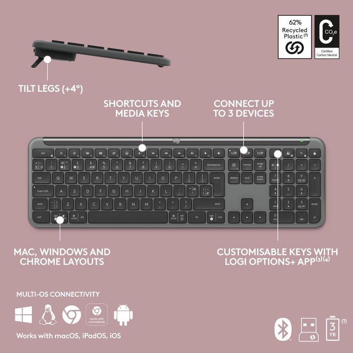 Produktbild Logitech Signature Slim K950 (Eng. Int., Kabellos)