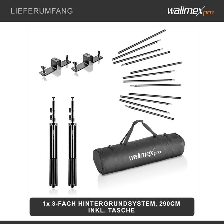 Actual product image Walimex 3-fold background system + bag (290 cm, 250 cm)