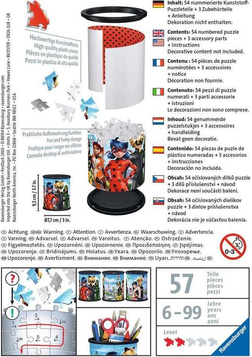 Produktbild Ravensburger 3D Puzzle 11278 - Utensilo Miraculous - 54 Teile - Stiftehalter für Miraculous-Fans ab (54 Teile)