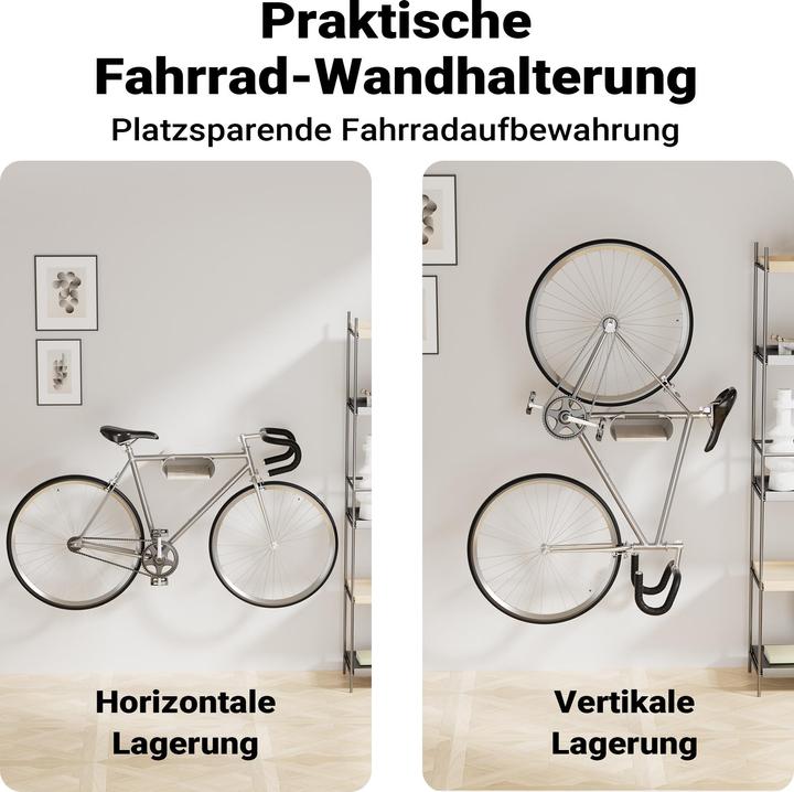 Produktbild Wiltec Fahrrad Wandhalterung weiss 39,8x16,7x32,6-42,6cm 25kg Fahrradhalterung