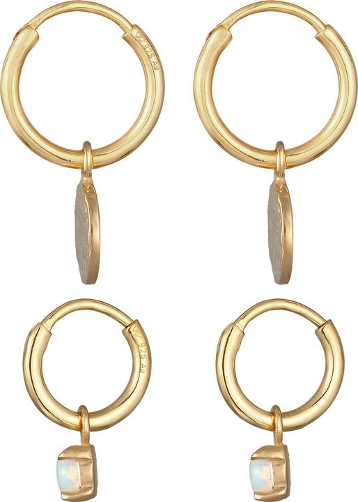Actual product image Elli Earrings Creoles Plate Opal Gemstone Set of 2 925 Silver (925 sterling silver, Synthetic Opal)