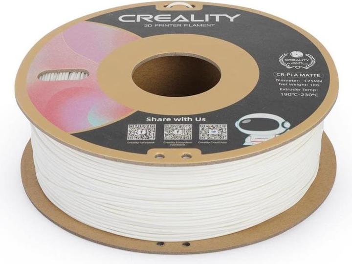 Creality CR-PLA Matte 3D printer filament, 1.75 mm, gypsum white (PLA, 1.75 mm, 1000 g, Blanc)