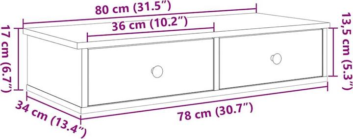 Produktbild VidaXL Wandregal mit Schubladen Räuchereiche 80x31x17 cm Holzwerkstoff