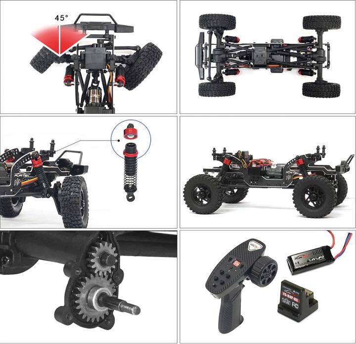 Image du produit Furitek Fx118 Fury Wagon Rtr Bleu Avec Flammes Brushless 1/18 Rc Crawler Kit (RTR Prêt à fonctionner)