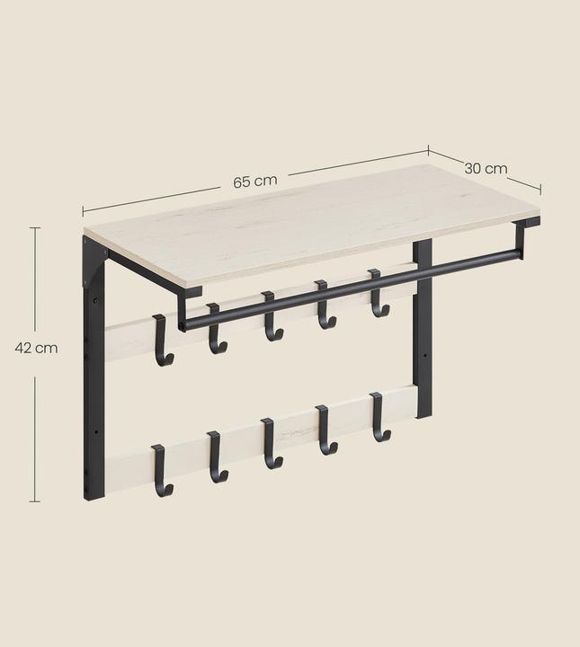 Image du produit Vasagle Wandgarderobe 10 Haken 65 cm x 42 cm