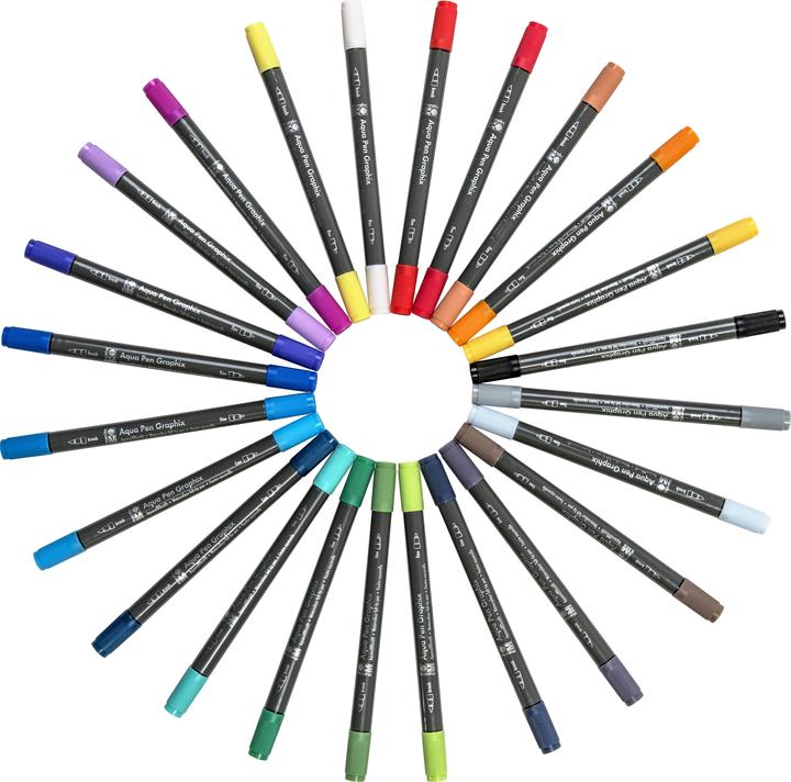 Actual product image Magni 01450000106 - Aqua Pen Graphix, Octopy, 24 watercolour felt-tip pens in a set with brilliant colour. (Multicoloured, 24 x)