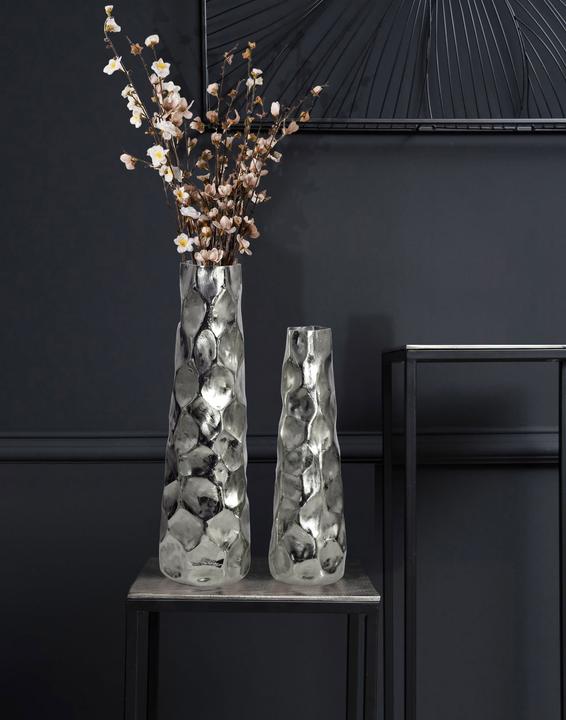 Actual product image FineBuy Vase 2er Set Blumenvase Aluminium Tischvase Hammerschlag Dekovase Modern (2 x)