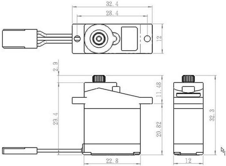 Actual product image Savöx Micro Servo SH-0255MG+ Digital, Metal Gear, 3.9 kg
