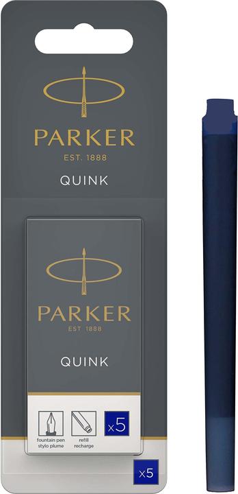 Image du produit Parker Pen Cartouches d'encre grande capacité QUINK, sous blister, bleu permanent (Recharger, Bleu)