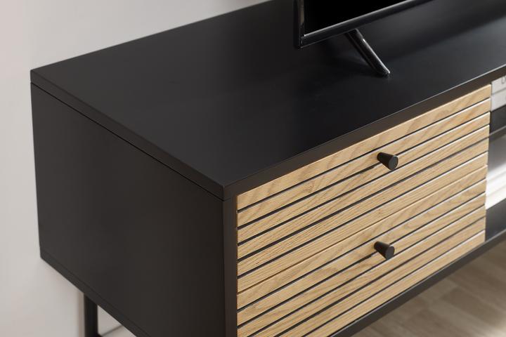 Image du produit SalesFever Buffet bas en placage bois véritablex60 noir (150 x 40 x 60 cm)