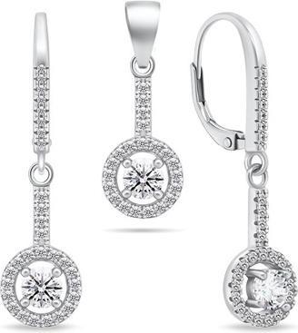 Brilio Silver - Luxury silver set of pendant and earrings SET199W