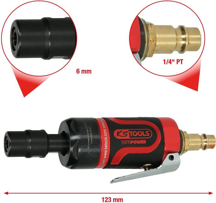Produktbild KS Tools SlimPOWER Mini-Druckluft-Stabschleifer gerade (220 W)