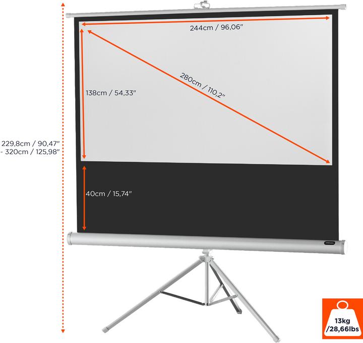 Actual product image Celexon Economy tripod screen - Projection screen with tripod - 280 cm (110") (96.06", 16:9)