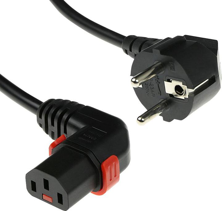 Image du produit Iec Lock 230V Powercord CEE 7/7 male(angle) to C13 (right angle) lockable, black, 2 meter (2 m)