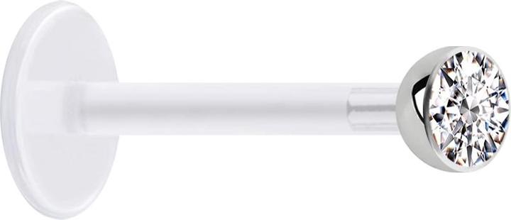 Immagine prodotto Star Piercing Micro Labret trasparente con sfera e cristallo d'argento (Bioflex, Acciaio chirurgico 316L, senza ottone)
