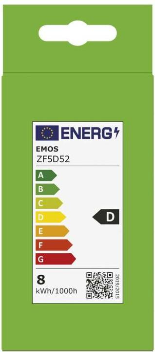 Etichetta energetica Emos Lampada LED a filamento A60 / E27 / 7,8 W (75 W) / 1060 lm / Bianco caldo (E27, 7.80 W, 1060 lm, 1 x, D)