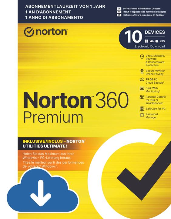 Norton 360 Premium with Utilities Ultimate (1 User, 10 Devices/Users, 12 months)