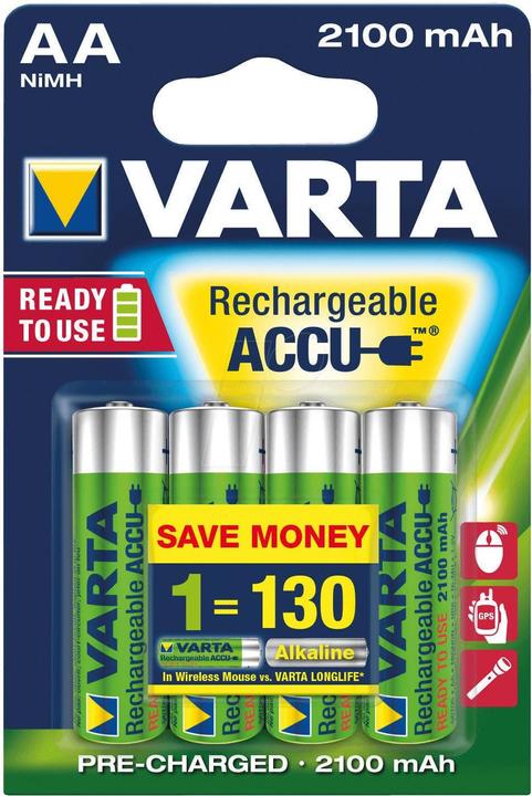 Produktbild Varta Pocket Charger inkl. 4x AA 2100mAh (4 Stk., AA, 2100 mAh, Ladegerät inkl. Akku)