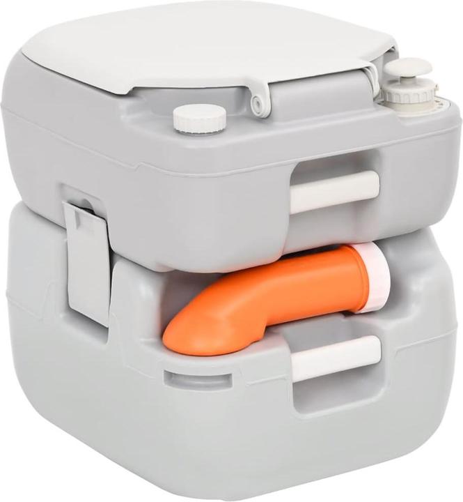 Immagine prodotto VidaXL Toilette da campeggio portatile grigia e bianca 22+12 L HDPE
