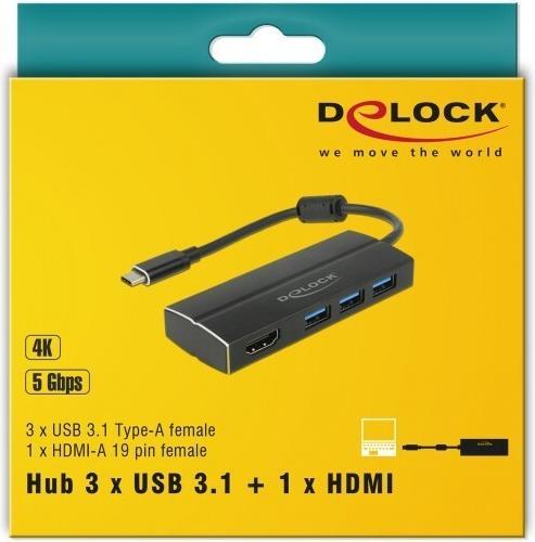 Produktbild Delock USB 3.0 Adapter (USB-C, 3 Ports)