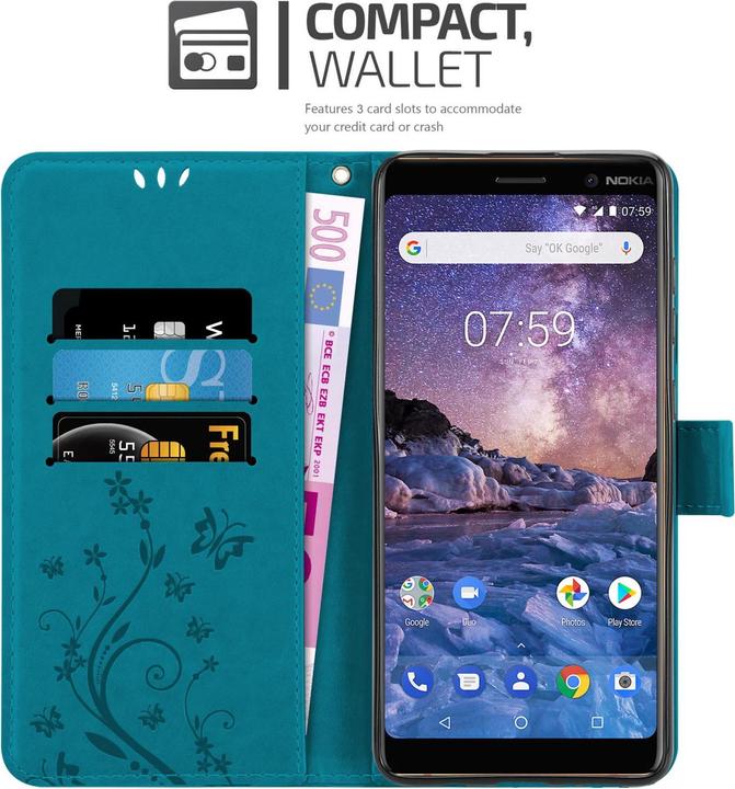 Image du produit Cadorabo Étui Flower Book pour Nokia 7 PLUS (Nokia 7 Plus)