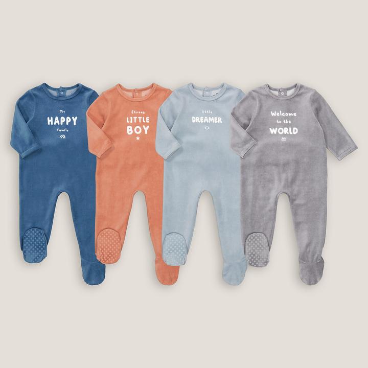 Immagine prodotto La Redoute Collections Confezione da 4 tutine in velluto con scritte (60)