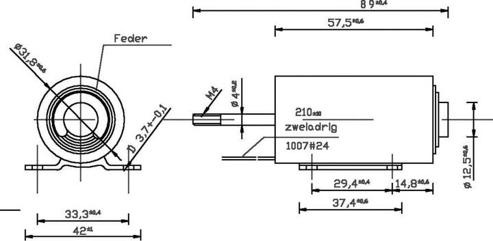 Actual product image Tremba ZMF-3258d.002-24VDC,100% linear solenoid pushing 0.2 N 45 N 24 V/DC 13 W