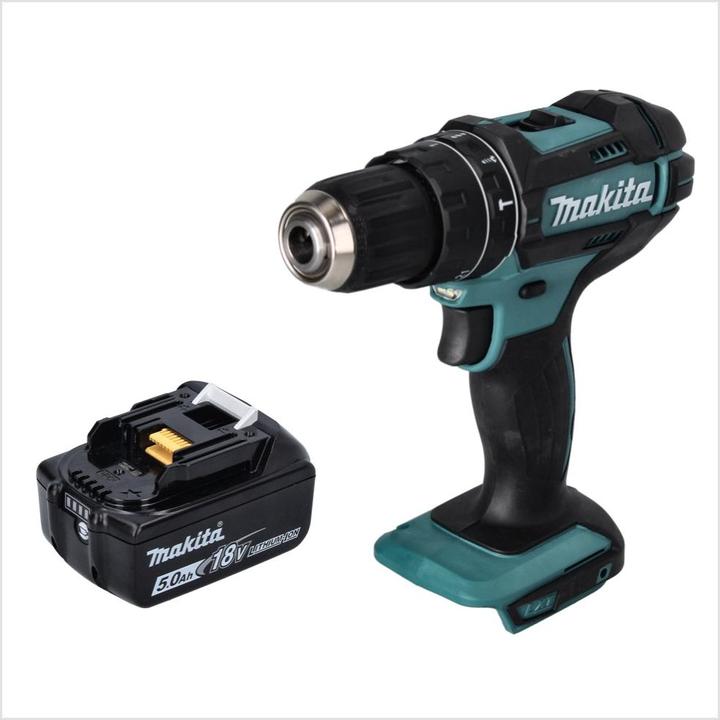 Produktbild Makita DHP 482 T1 Akku Schlagbohrschrauber 18 V 62 Nm + 1x Akku 5,0 Ah - ohne Ladegerät (Akkubetrieb)