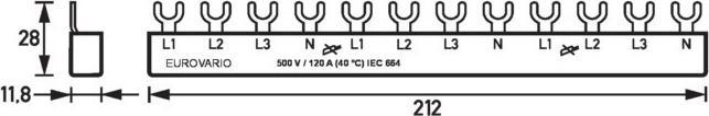 Actual product image Doepke Busbar 4ph. EV-SG4.12.120 Fork shoe 120A,12 TE EV-SG4.12.120