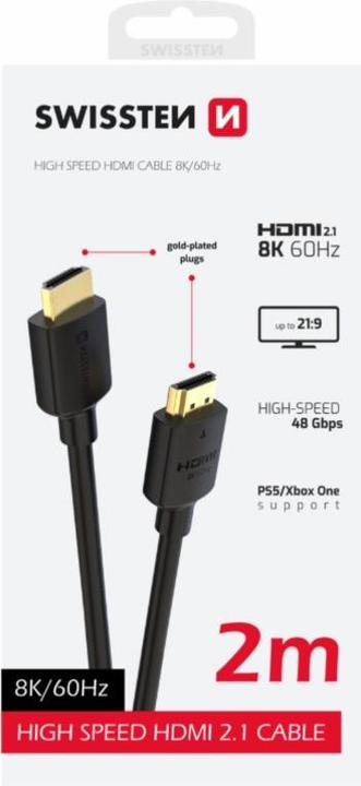 Immagine prodotto Swissten Cavo HDMI a HDMI 8K 60Hz 2.0 M PVC (2 m, HDMI)