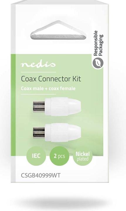 Actual product image Nedis Plug IEC (coaxial) Mach o + Socket - straight 2 ON (Antenna cable)