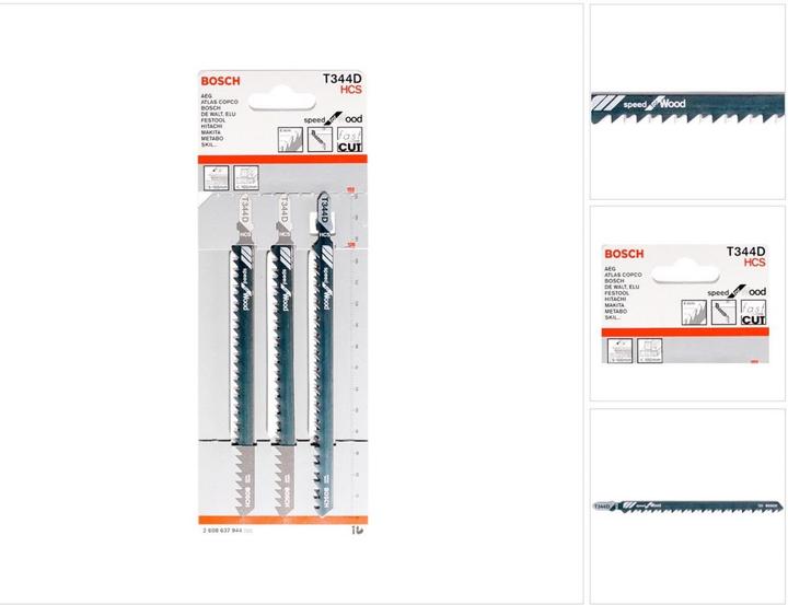 Actual product image Bosch Professional Zubehör Jigsaw blade T 344 D Speed for Wood, 3-pack