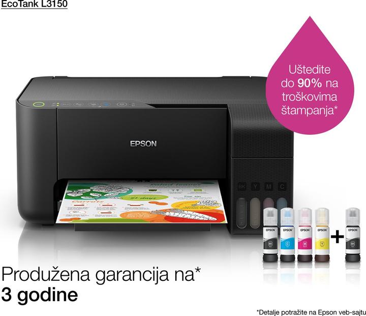 Produktbild Epson EcoTank L3150 Tintenstrahl DPI pro Minute WLAN (Tintenpatrone, Farbe)