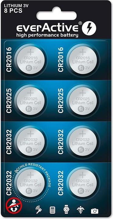 Produktbild Everactive LITHIUM BATTERY KIT, 4X CR2032, 2X CR2025, 2X CR2016 CRMIX8BL (CRMIX8BL) - Batte (8 Stk., CR2032, CR2016, CR2025)