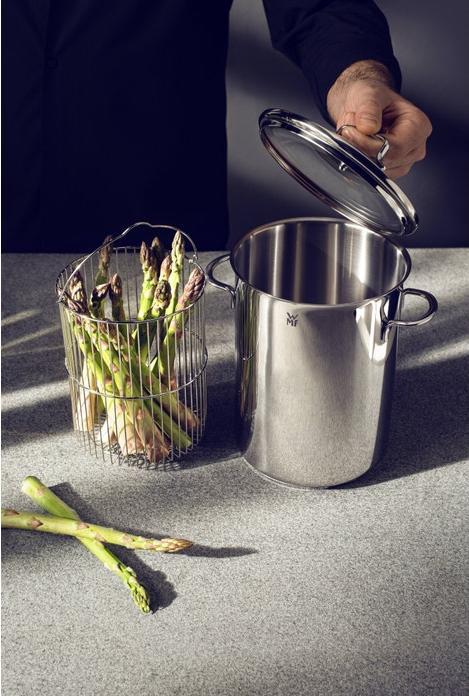 Productafbeelding WMF Asperge Pot Kookpot Inductie Hoog 16cm Pot met Glazen Deksel 5.0l Roestvrij Staal (16 cm, Steelpan, Roestvrij staal)