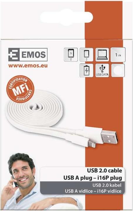 Produktbild Emos USB Kabel 2.0 A Stecker - i16P Stecker 1m, weiss (1 m, USB 2.0)