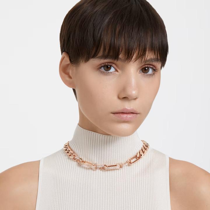 Actual product image Swarovski Dextera Necklace Statement Mixed Links White Rose Gold S (Swarovski Metal, 42 cm)
