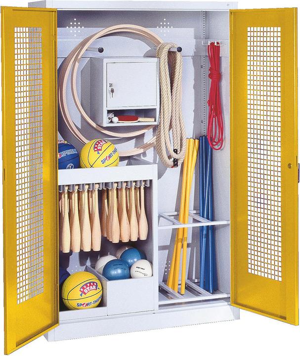 Produktbild C+P Sportgeräteschrank (HxBxT: 195x120x50 cm, mit Lochblech-Flügeltüren, Typ 1)