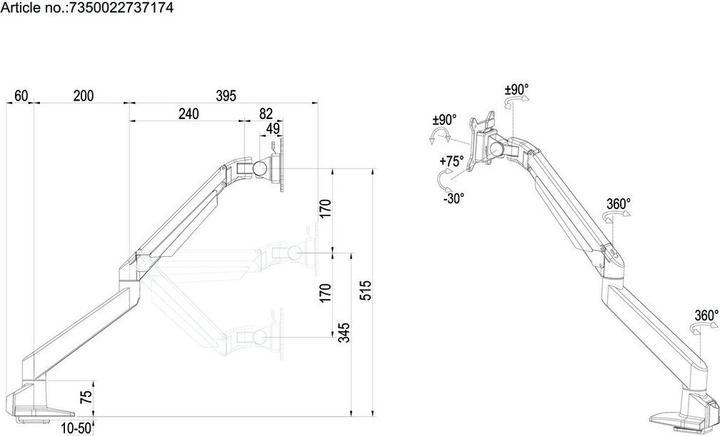 Actual product image Multibrackets Monitor Arm Single (Table, 32")